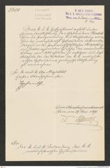 k.k. naturhistorisches Hofmuseum, Intendanzakten 1885-1896 (Hauer), Aktenzahl Z.351.a/1890, Seite 1